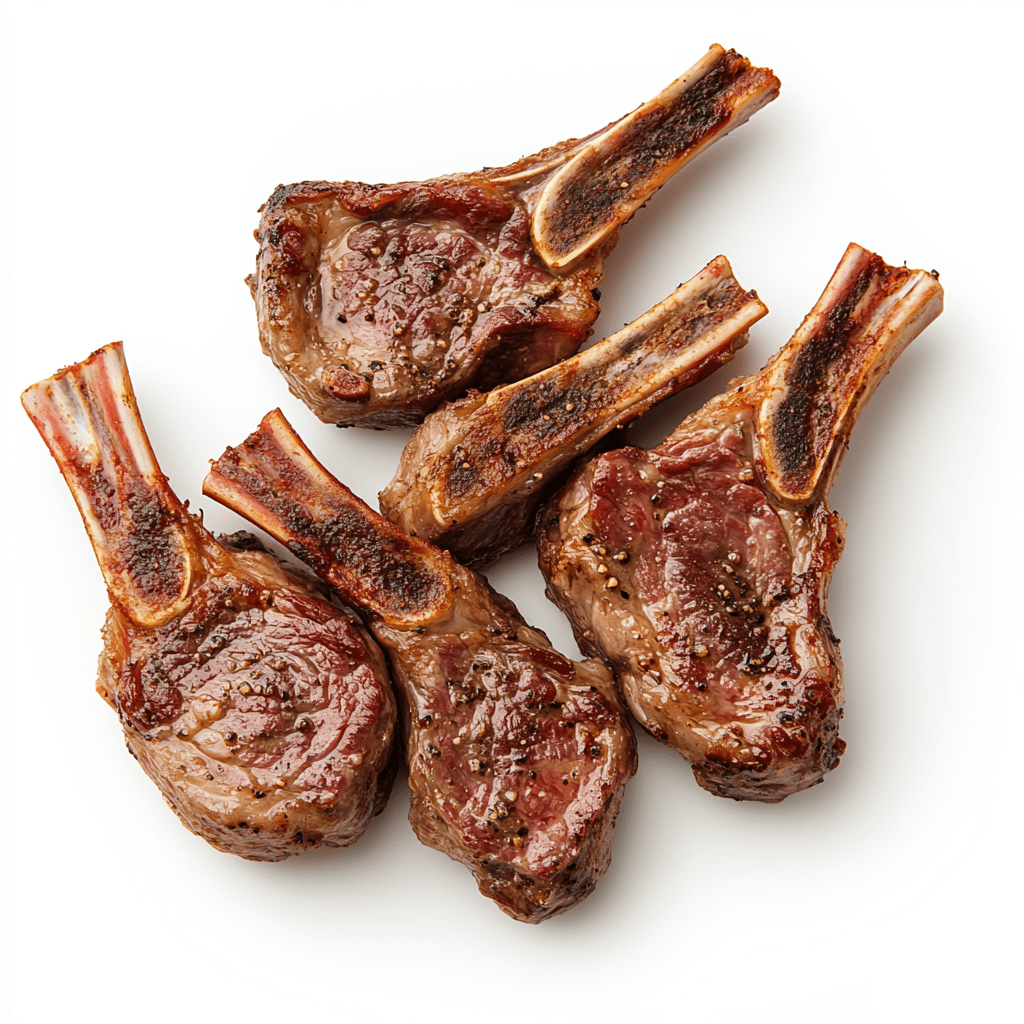 Tender cultivated lamb chops with natural marbling